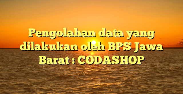 Pengolahan data yang dilakukan oleh BPS Jawa Barat : CODASHOP