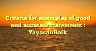 Criteria for examples of good and accurate statements : YayasanBaik