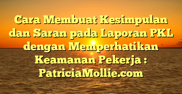 Cara Membuat Kesimpulan dan Saran pada Laporan PKL dengan Memperhatikan Keamanan Pekerja : PatriciaMollie.com