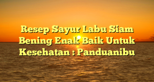 Resep Sayur Labu Siam Bening Enak Baik Untuk Kesehatan : Panduanibu